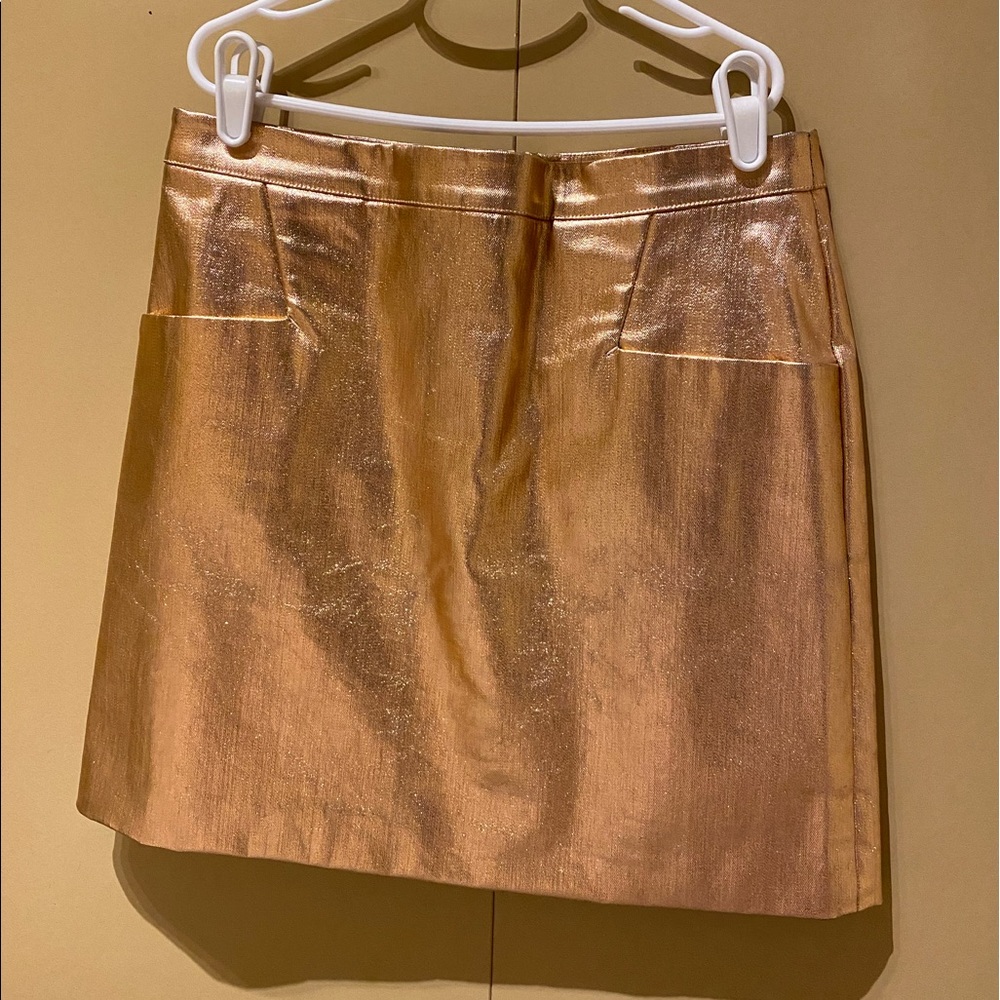 CLUB MONACO rose gold metallic mini pencil skirt